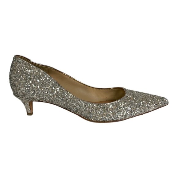 NWT Badgley Mischka Madison II Pump Champagne Glitter Size 6 Pointed Toe Heels - Picture 3 of 14